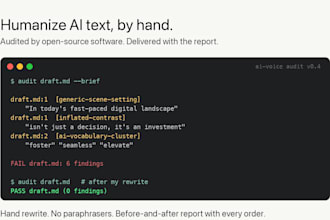 humanize ai text by hand and deliver an audit report