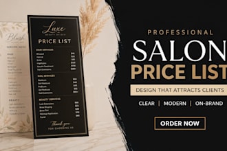design salon spa beauty menu and professional price list