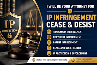 be your attorney for trademark, copyright, patent infringement cease and desist