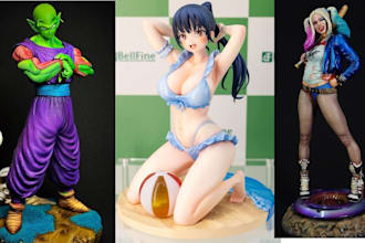 create 3d character model, 3d anime figurine, 3d print and paint miniature