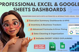 custom excel dashboards, spreadsheets, formulas and reports