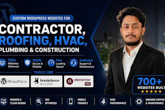 roofing hvac plumbing or contractor website in wordpress