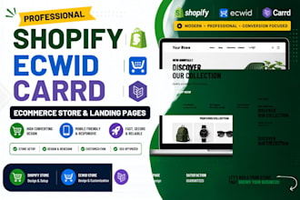 design or redesign ecwid shopify ecommerce store and carrd landing page