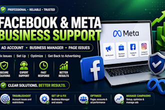 fix facebook ad account, meta business manager, and page issues