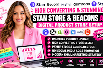 stan store setup stan store marketing gumroad, payhip, beacons ai stan store