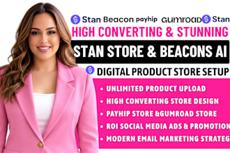 stan store setup stan store marketing gumroad, payhip, beacons ai stan store