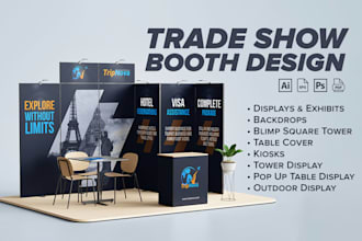 design trade show booth and backdrop for your exhibition