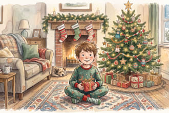 draw christmas halloween themed illustration children picture book illustration