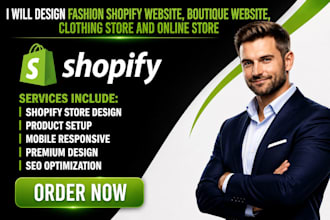 design fashion shopify website, boutique website,clothing store and online store