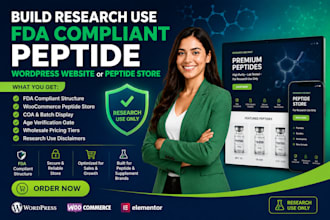 build fda compliant peptide website, wordpress website, peptide store, peptide