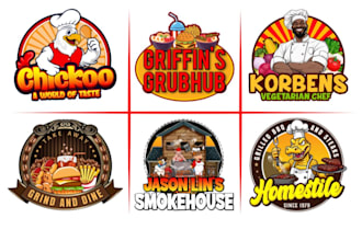 do restaurant, fastfood, BBQ, food truck and 3d food logo design