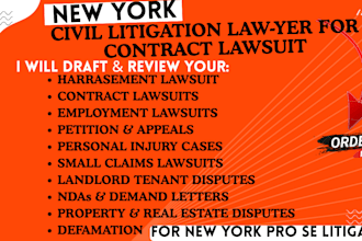draft new york civil litigation lawsuit for property, contract, business dispute
