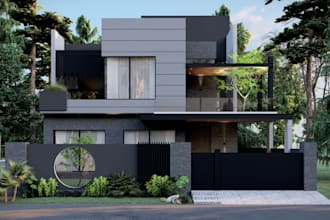 do interior and exterior design with 3d render of house, commercial building