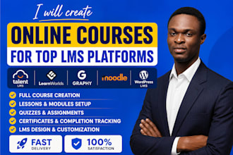 create online course for talentlms, learnworld, graphy, moodle and wordpress lms
