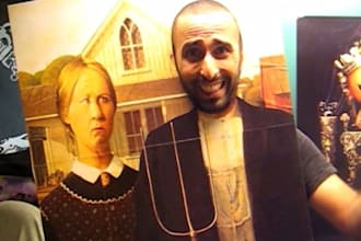 be the farmer from THE painting American Gothic