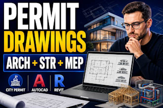 do architectural permit drawings, structural and mep drawings for city permit