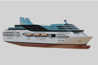 3d boat modeling, cruise ship, passenger vessel, marine vehicle, game 3d model