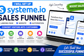 set up systeme io sales funnel landing page systeme io website systeme io expert