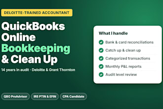 do quickbooks online bookkeeping, clean up and bank reconciliation