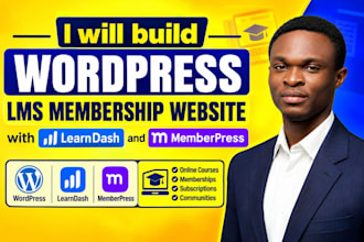 build wordpress lms membership website with learndash and memberpress