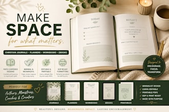 design minimalist christian journal, planner, workbook, lead magnet and ebook