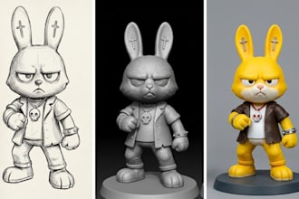 sculpt 2d to 3d model sketch to printable 3d model custom 3d miniature printing