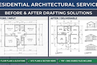 draw adu plans, garage conversion, and permit drawings