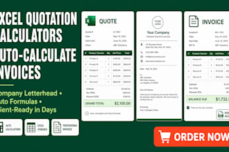 do excel quotation calculators, auto calculate excel invoice, company letterhead