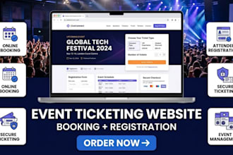 create an event ticketing website with booking and registration
