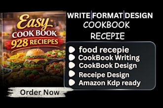 create healthy recipes and design a professional cookbook ebook for KDP