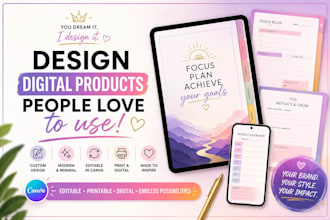 design editable canva journal, notebook, workbook minimalist digital planner