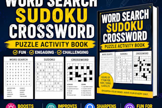 design word search sudoku crossword puzzle, maze puzzle activity book for KDP