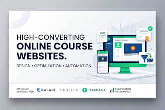 design or redesign kajabi, thinkific, teachable online course website