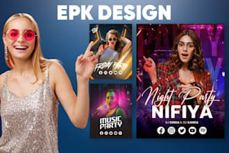 design artist dj press kit, musician epk, dj media kit, one sheet epk, logo