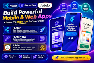 develop flutterflow web app adalo mobile application flutter flow website adalo