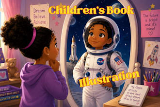 design children story book, kids book, picture book illustrations