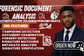 do forensic document authentication, metadata analysis and document examination