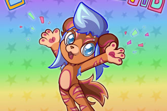 draw your furry character in a colorful chibi meme ych