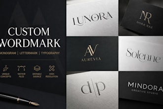 design custom wordmark, lettermark, minimalist monogram, and typography logo