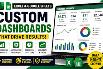 create excel or google sheets dashboard, KPI trackers, and automation