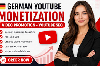 complete german youtube channel monetization, organic german video promotion