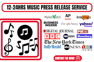 publish music press release writing, music press release distribution in 12 hour