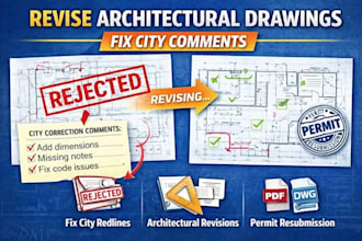 fix permit drawing corrections, revise plans and address city comments