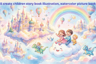create children book illustration children story and watercolor picture book art