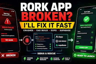 fix rork app crashes, expo eas build errors and app store issues