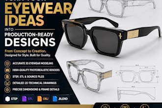 create professional eyewear glasses tech packs for sunglasses 3d optical frames