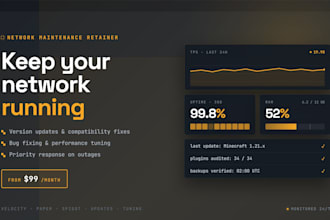 provide monthly maintenance for your minecraft multi server setup