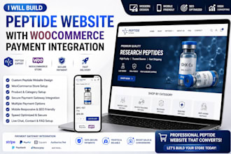 build peptide website with woocommerce payment processor integration