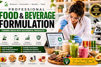 develop commercial food and beverage formulas with scalable recipe development