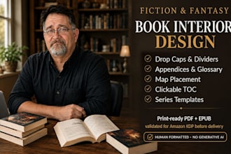 format your fantasy novel interior for KDP with appendices and maps